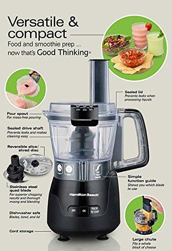 Hamilton Beach Hamilton Beach Stack & Snap 4-Cup Mini Food Processor & Vegetable Chopper, 250 Watts, for Slicing, Shredding, and Puree, Black (70510)