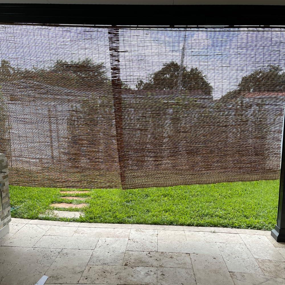 HomeLoft Basics Bamboo Shades Blinds 70% Bamboo Roller Blinds for Outdoor Indoor Privacy Shades Roman Curtain Natural Bamboo Window Shade Patio Roll Up Blind W 24" 34" 36" 46" 48" 52" 54" 58" 60" 72" Cordless (Size