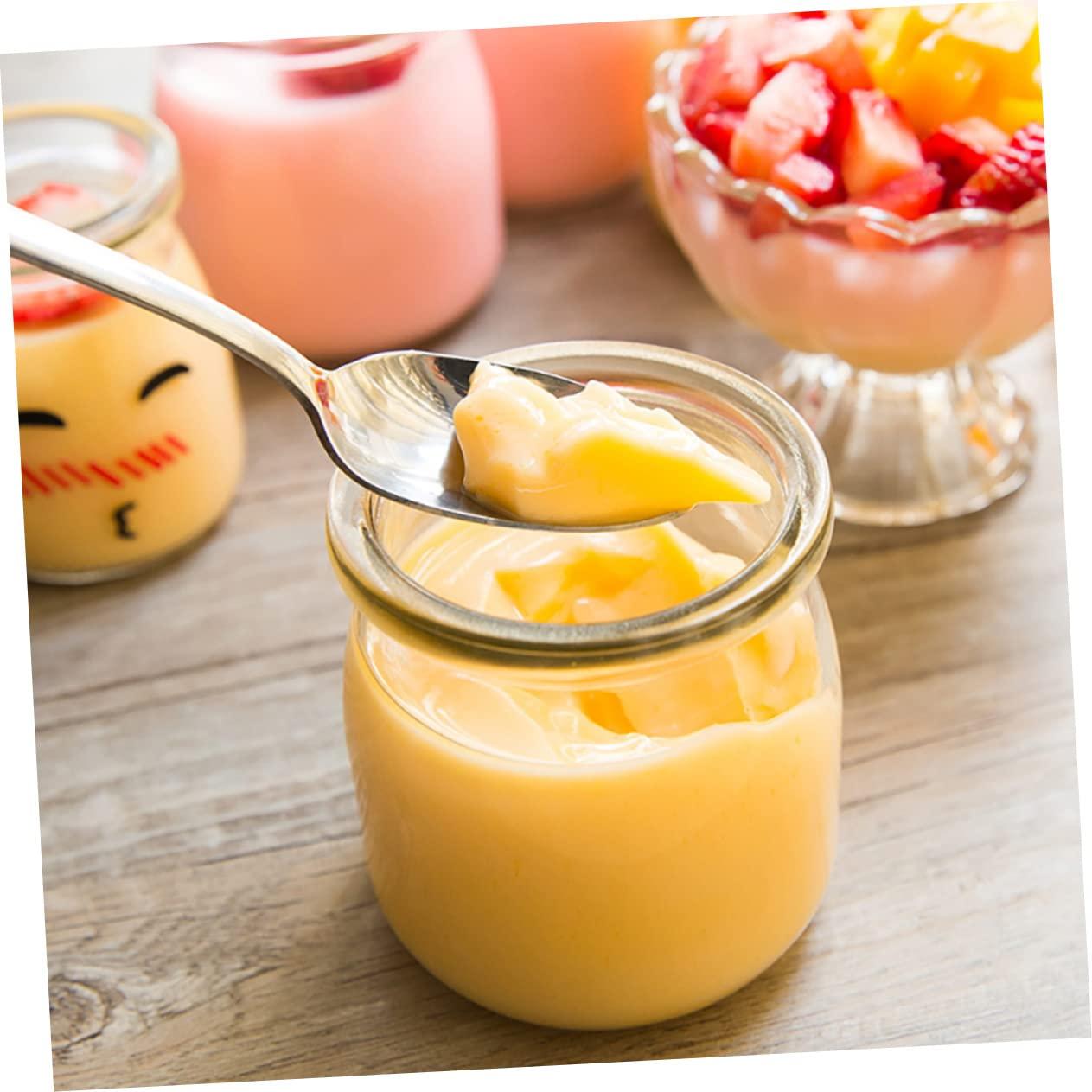 PRETYZOOM PRETYZOOM 10pcs 200mL Wide Mouth Glass Pudding Jars with Lids Storage Containers for Pudding Yogurt and Juice Glass Jelly Cups Set