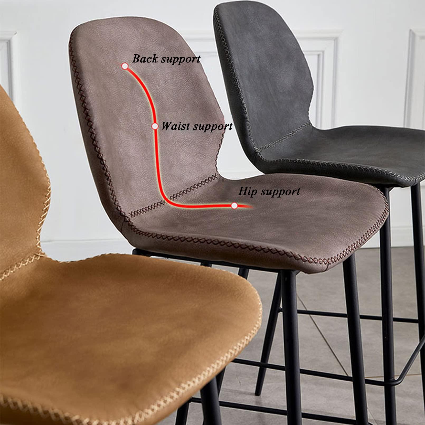 TBWFRD Bar Stool Counter Stool, Bar Chair with Backrest and Footrest, Fixed Height Barstool Tall Bar Height Chair PU Leather High Stool for Kitchen Island, Support 300 LBS