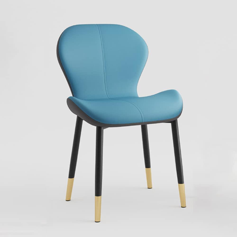 LITFAD LITFAD Indoor Modern Upholstered Dining Chair Matte Finish Solid Back Side Chair Restaurant Chair Creative Makeup Chair - 1 Piece Blue, Black/Gold Legs