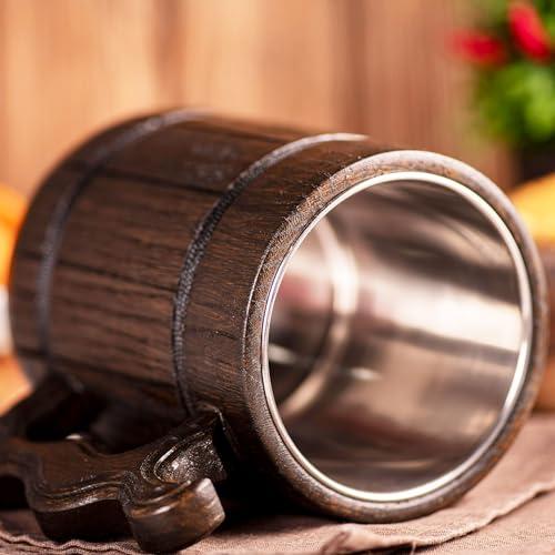 WildMugs Iron Beer Mug, Wooden Stein, Personalized Tankard