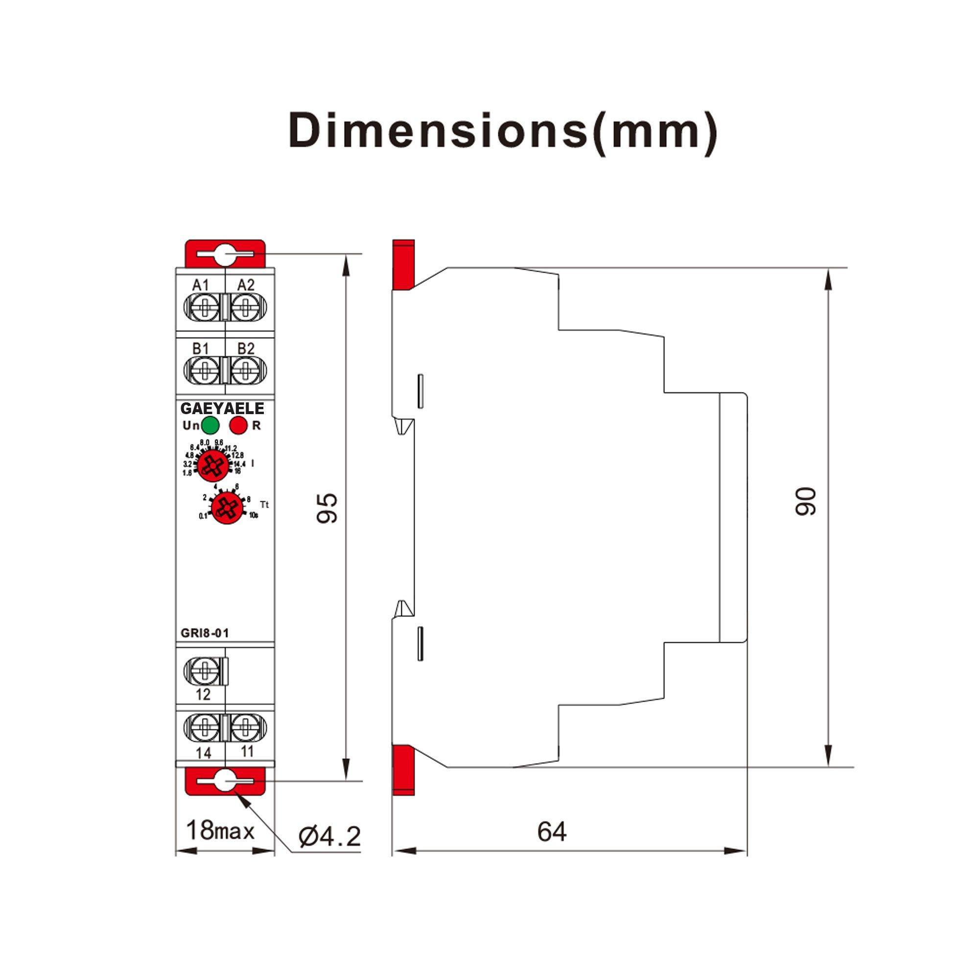 GAEYAELE GEYA Current Monitoring Relay Overcurrent Undercurrent Protection Relay(0.8-8A,AC/DC24V~240V)