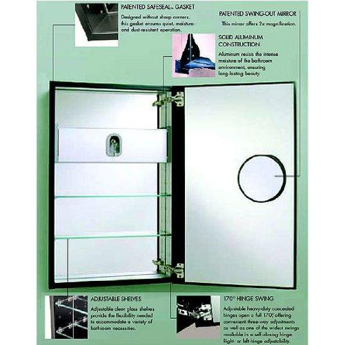 Robern Robern MP24D8FLE Flat Mirrored Door, 23-1/4\"W x 39-3/8\"H, Left Hand Hinge, Electric Outlet Shelf and Door Defogger, 8\"D (MP24D8FPLE)