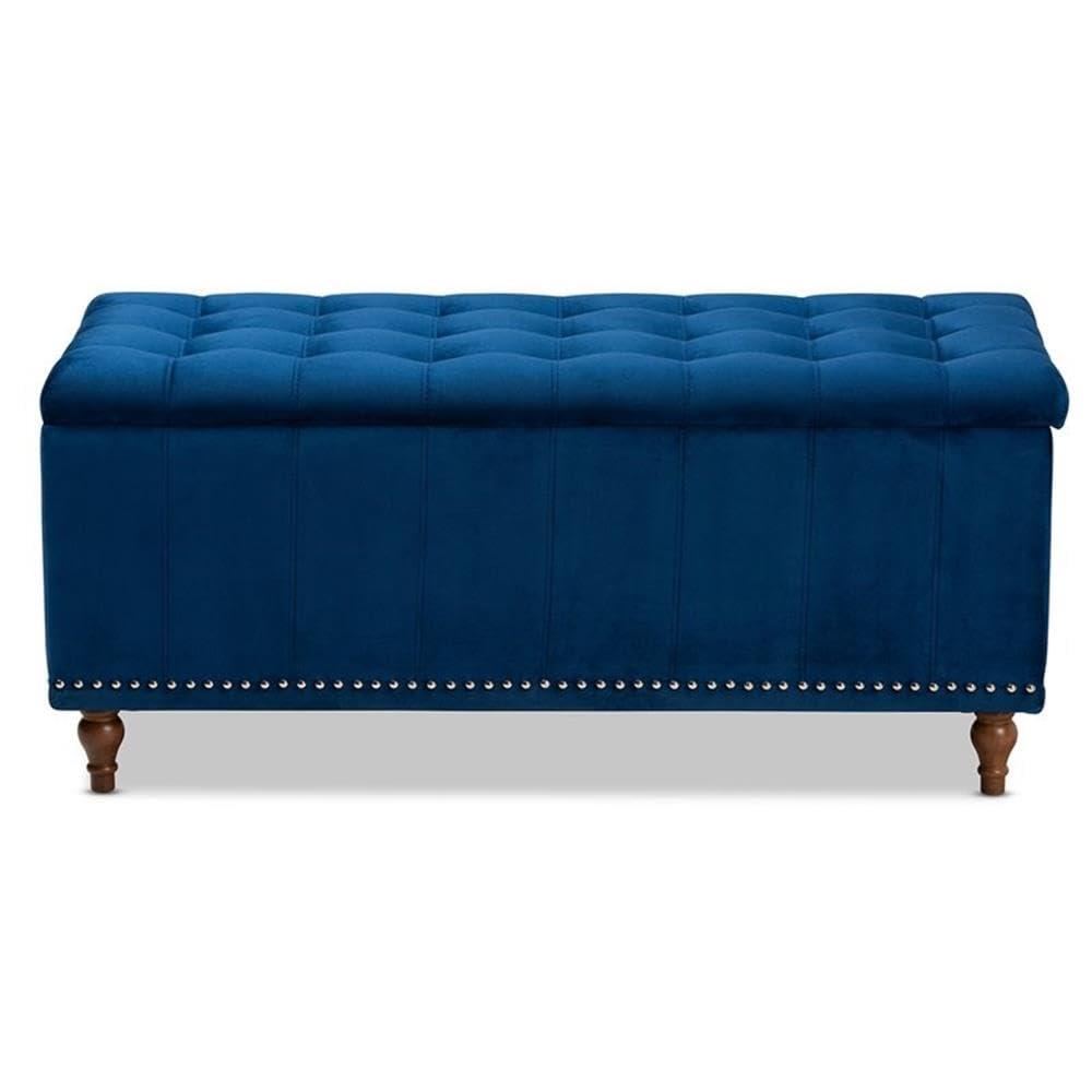 Baxton Studio Baxton Studio Kaylee Modern and Contemporary Navy Blue Velvet Fabric Upholstered Button-Tufted Storage Ottoman Bench