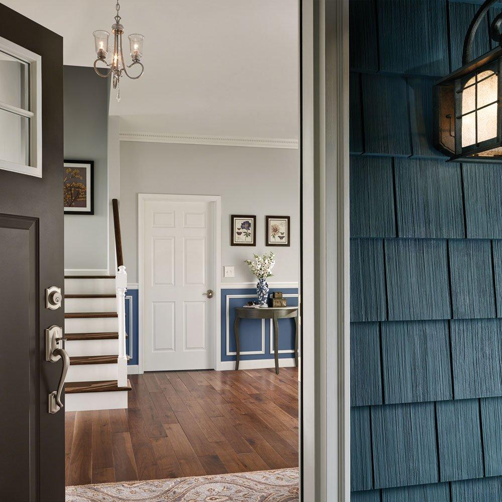 SCHLAGE SCHLAGE Lock Company Camelot Single Cylinder Handleset and Georgian Knob, Matte Black (F60 CAM 622 GEO)