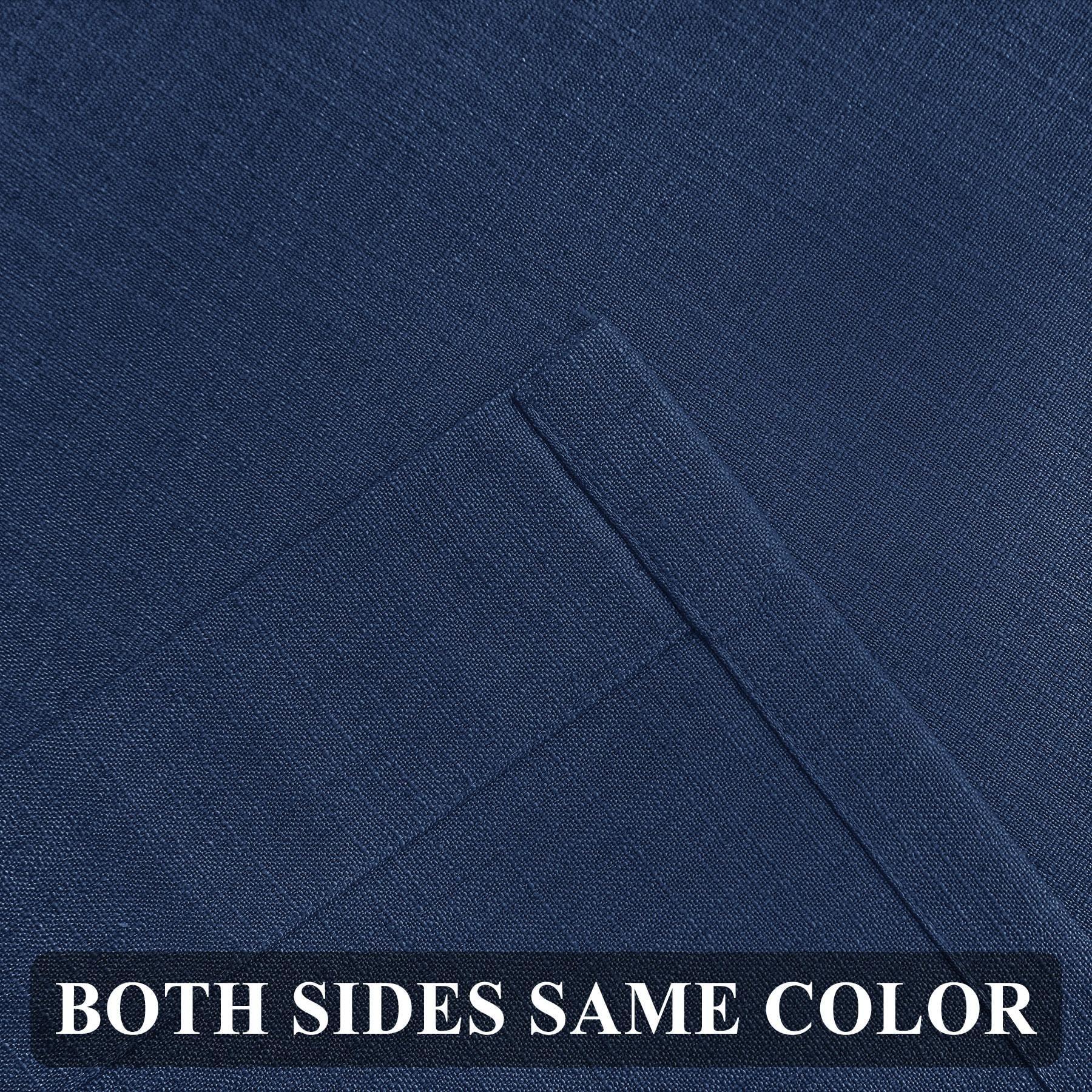 Fcosie Fcosie 50" W x 63" L Pinch Pleated Drapes for Traverse Rod Linen Textured Curtains Room Darkening Curtains for Girls Boys Teen Children Nursery Baby Kids Room, 2 Panels, Navy Blue