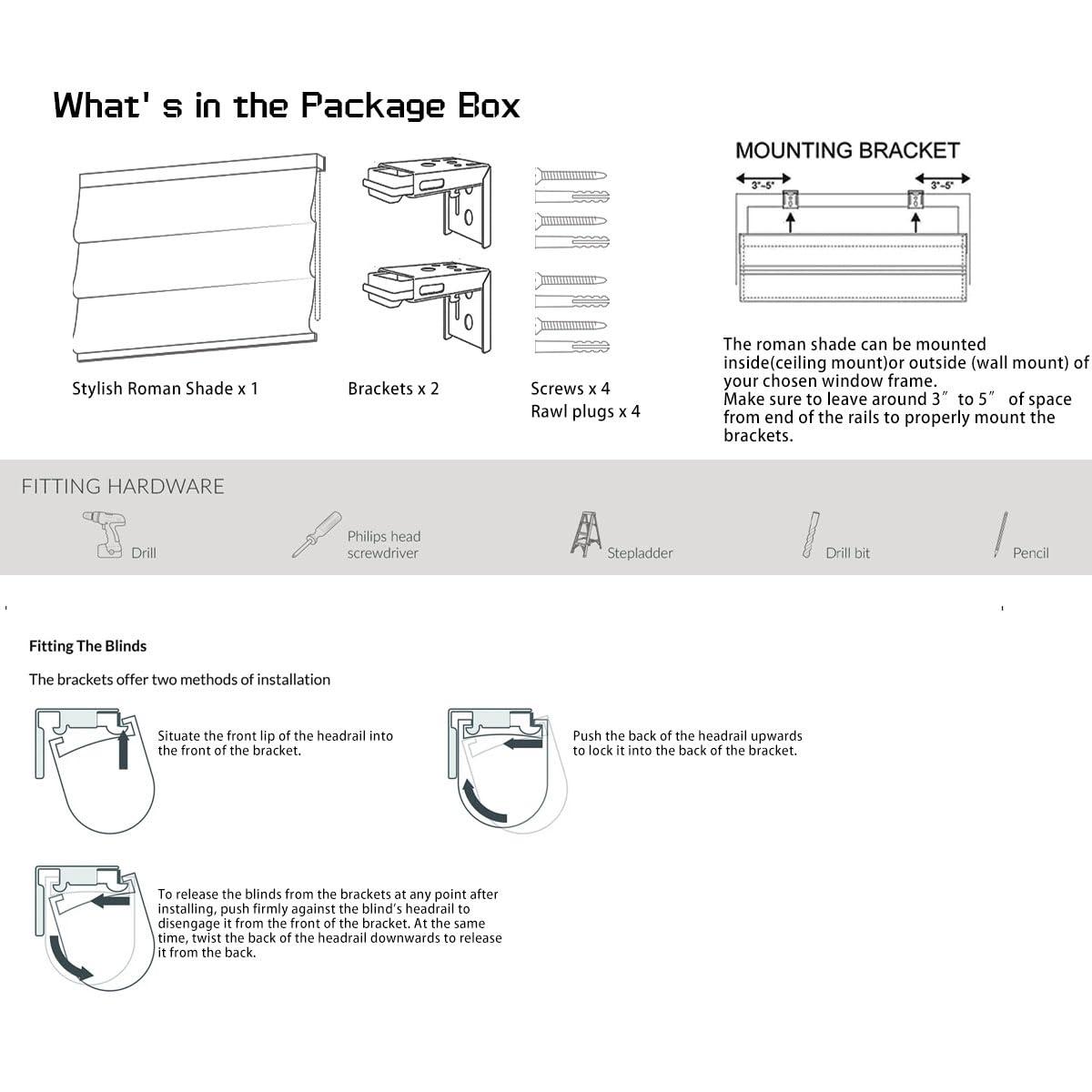 TINFONBLY TINFONBLY Blackout Custom Roman Shades for Windows, Thermal Insulated Sunlight Blocking Window Blinds for Home Office, Privacy French Door Shade, 68" W x 52" H Sandy Brown, Easy Install