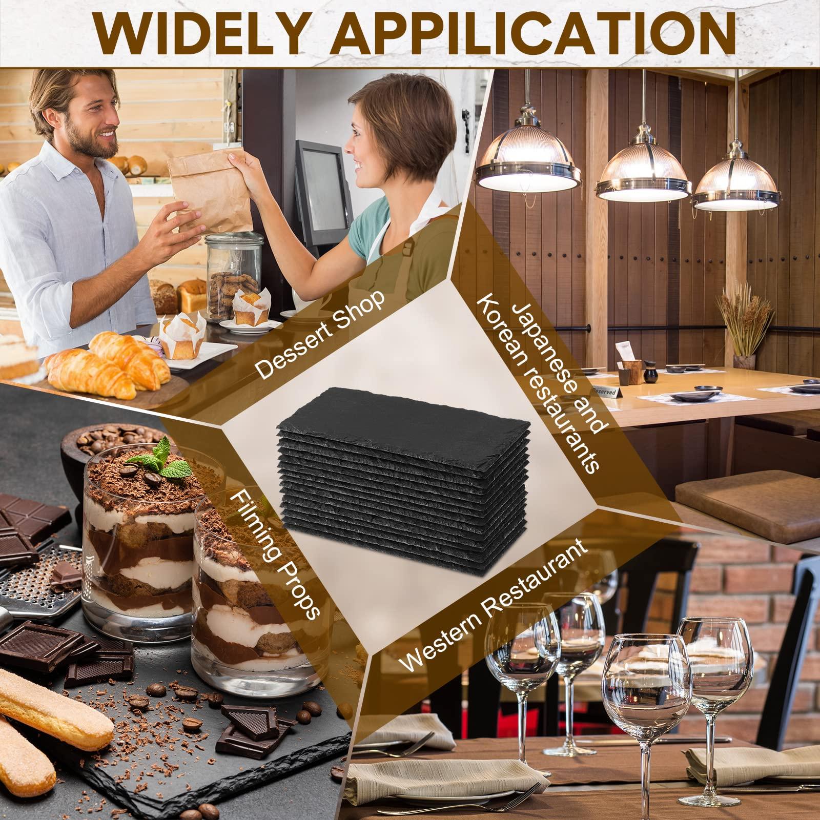 Hoolerry Hoolerry 15 Pcs Slate Charcuterie Boards Bulk, 8\" x 4\" Mini Slate Cheese Board Black Sushi Platters Individual Stone Serving Tray Plates for Food, Appetizers, Cheese, Meat, Party