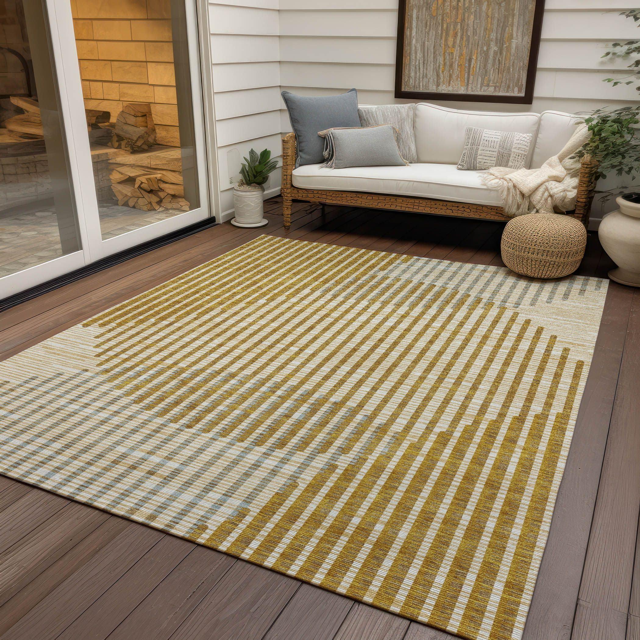 Addison Rugs Addison Rugs Chantille ACN1001 Gold 2'6" x 3'10" Indoor Outdoor Area Rug, Easy Clean, Machine Washable, Non Shedding, Bedroom, Entry, Living Room, Dining Room, Kitchen, Patio Rug