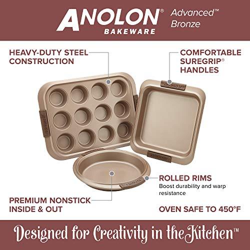 Anolon Anolon Advanced Nonstick Bakeware Set / Baking Pans with Grips - 5 Piece, Brown