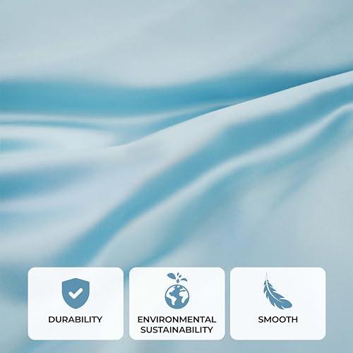 BLUENILEMILLS BNM Modal from Beechwood Sheet Set, Deep Pocket, Soft Lightweight Bedding, Cooling Bedsheets, Basics, Dorm Essentials, Includes 1 Flat Sheet, 1 Fitted Sheet, 2 Pillowcases, California King, Light Blue