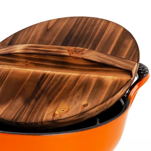 AILIBOO AILIBOO 2 Quart Dutch Oven Pot Round Cast Iron Enamel Cookware with Wooden Lid Soup Pot Mini Soup Pots- orange