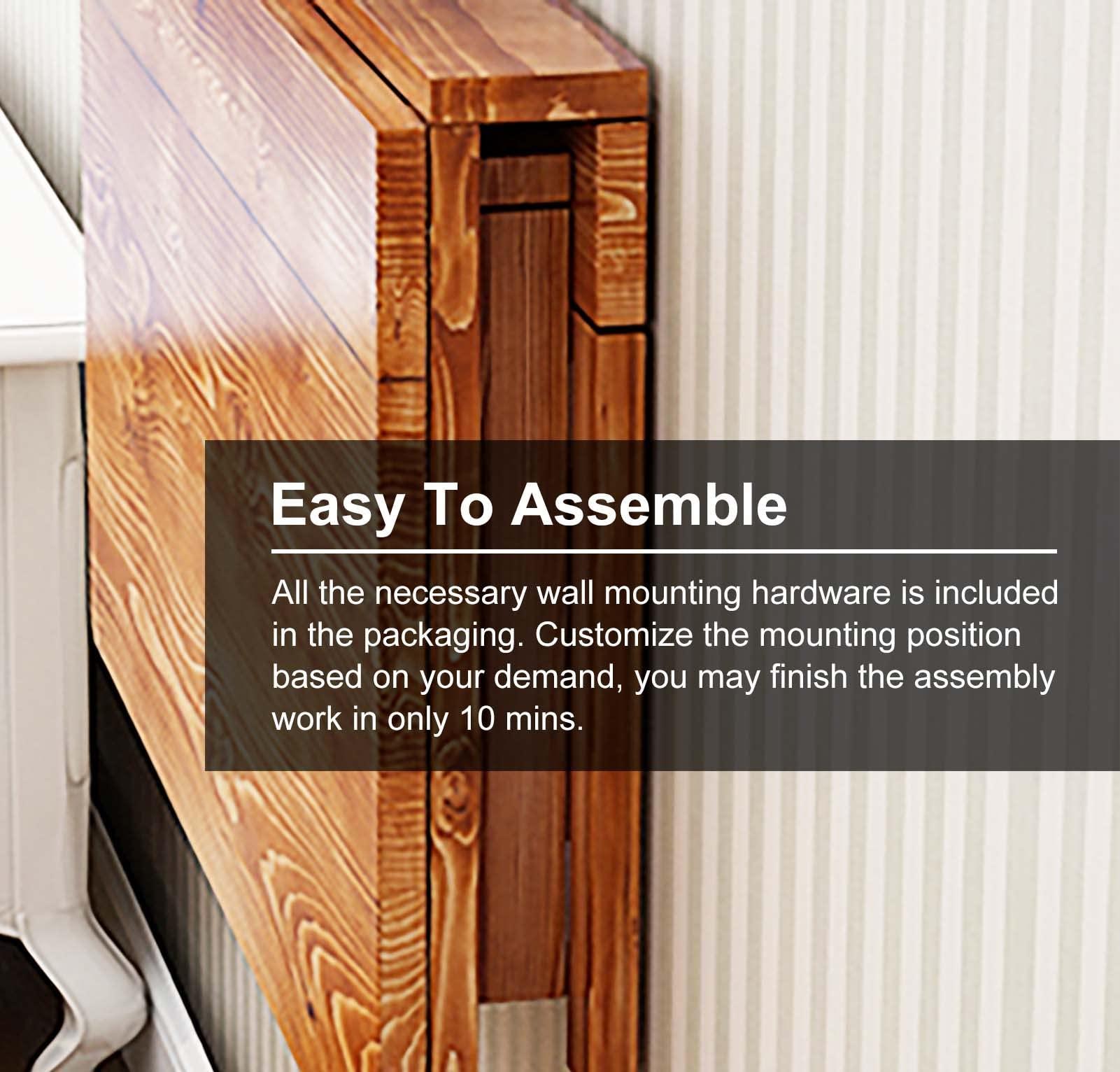 Table 87 Wall Mounted Folding Table Rectangle Retro Wall-Mounted Fold Down Table, Extra Width Desk, Trestle Desk, Kitchen Counter, Laundry Shelf, Bar Tables, Max Load 67lbs