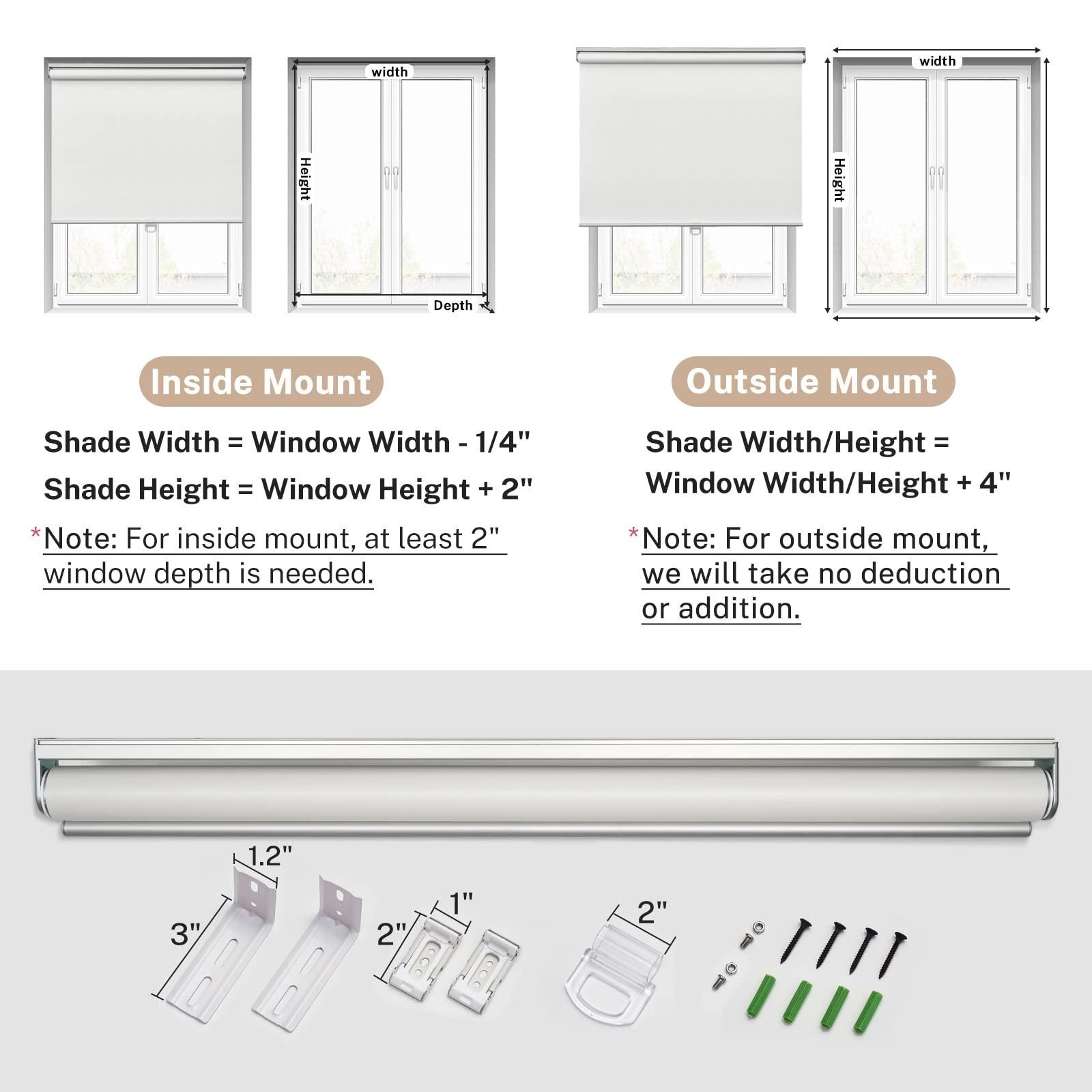 Keego Keego Spring Roller Blinds Free Stop Easy to Lift & Install Window Shade UV Protection Thermal Insulated Window Roller Blinds Privacy Custom Durable Shades for Home (Blackout, Black, 59w x 36h)