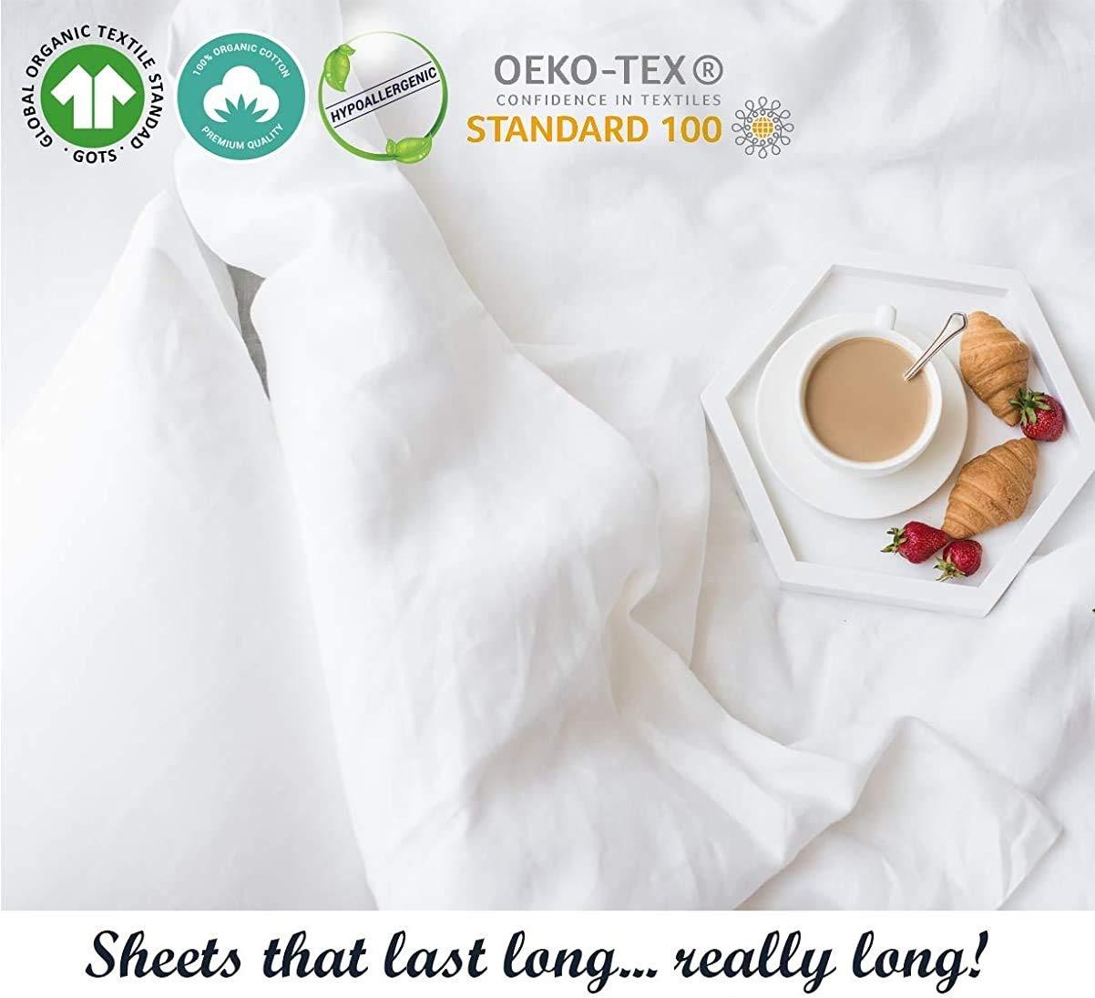 Mr Pandaa 100%-ORGANIC-COTTON | GOTS Certified | 800-Thread-Count-Long-Stapple-Cotton | 4 PCs | Short-Queen - Chocolate| Fits Upto 10-Inch-DEEP-POCKET | Breathable Crisp Cool | Luxury Finish | Sustainable