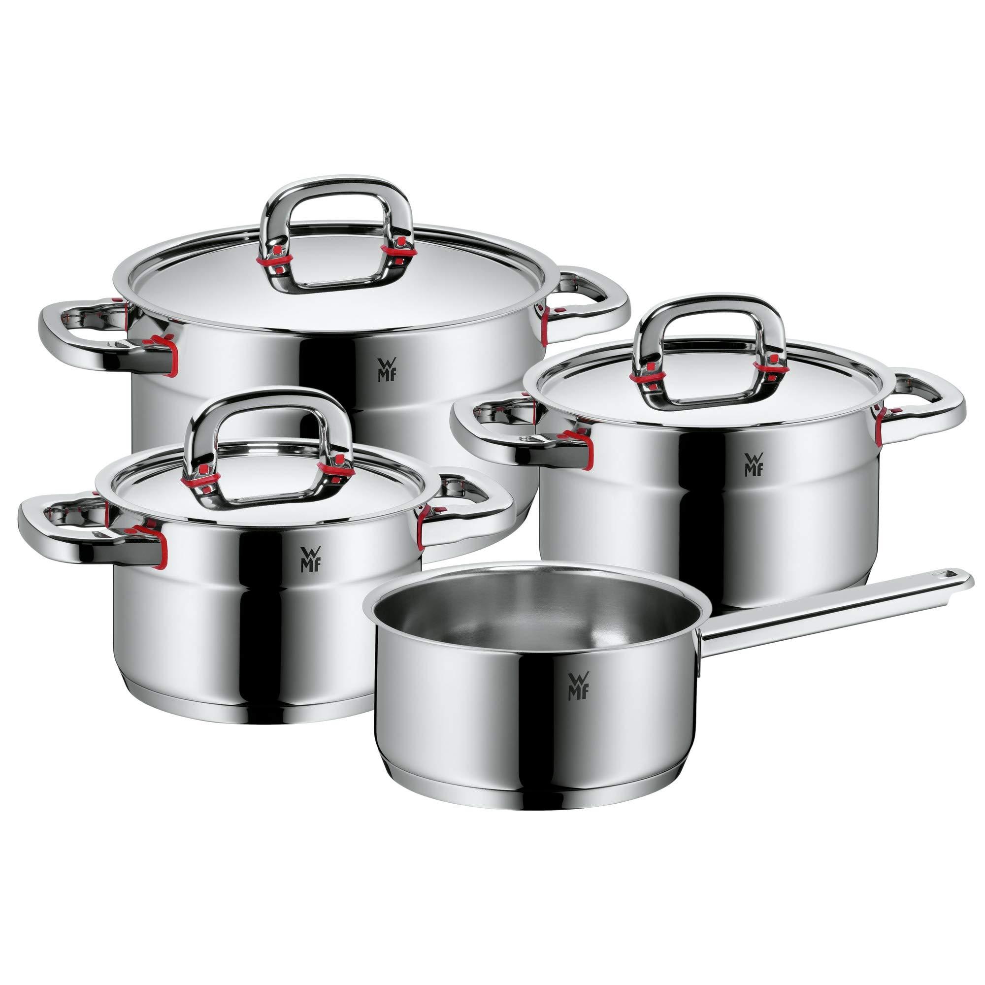 WMF WMF Pot Set 4-Piece Premium One Inside Scale Steam Vent Made in Germany Cool+ Technology Metal Lid Cromargan Stainless Steel Polished Suitable for Induction Hobs Dishwasher-Safe