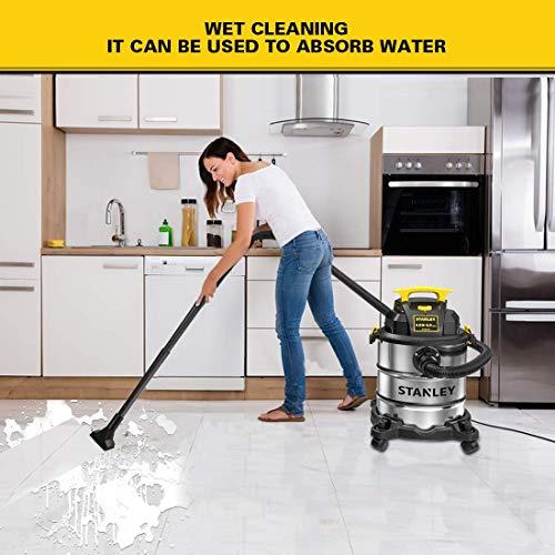 Stanley Stanley SL18116 Wet/Dry Vacuum, 6 Gallon, 4 Horsepower, Stainless Steel Tank, 4.0 HP, Silver+yellow