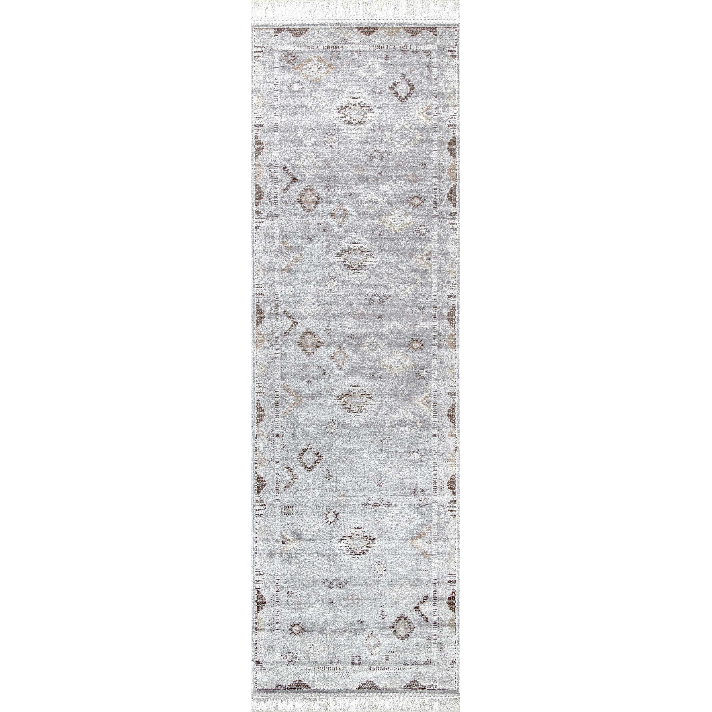 nuLOOM Rugs USA x Arvin Olano Venice Fringed Area Rug, 2x8, Silver