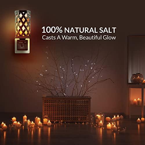 Himalayan glow Himalayan Glow Lattice Style Basket Salt Lamp Night Light with Pink Salt Chunks | 360 Degree Rotatable Wall Plug,Ideal Gift For Home Dcor