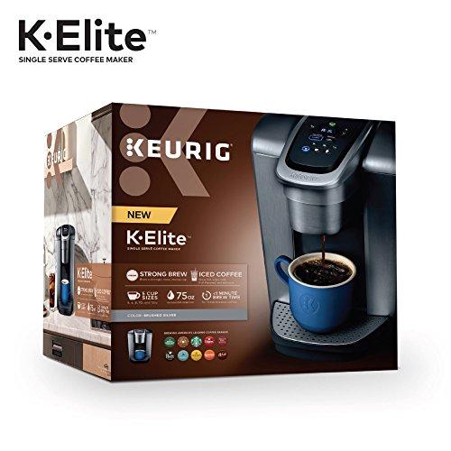 Keurig Keurig K-Elite Single Serve K-Cup Pod Coffee Maker, with Strength and Temperature Control, Iced Coffee Capability, 8 to 12oz Brew Size, Programmable, Brushed Silver