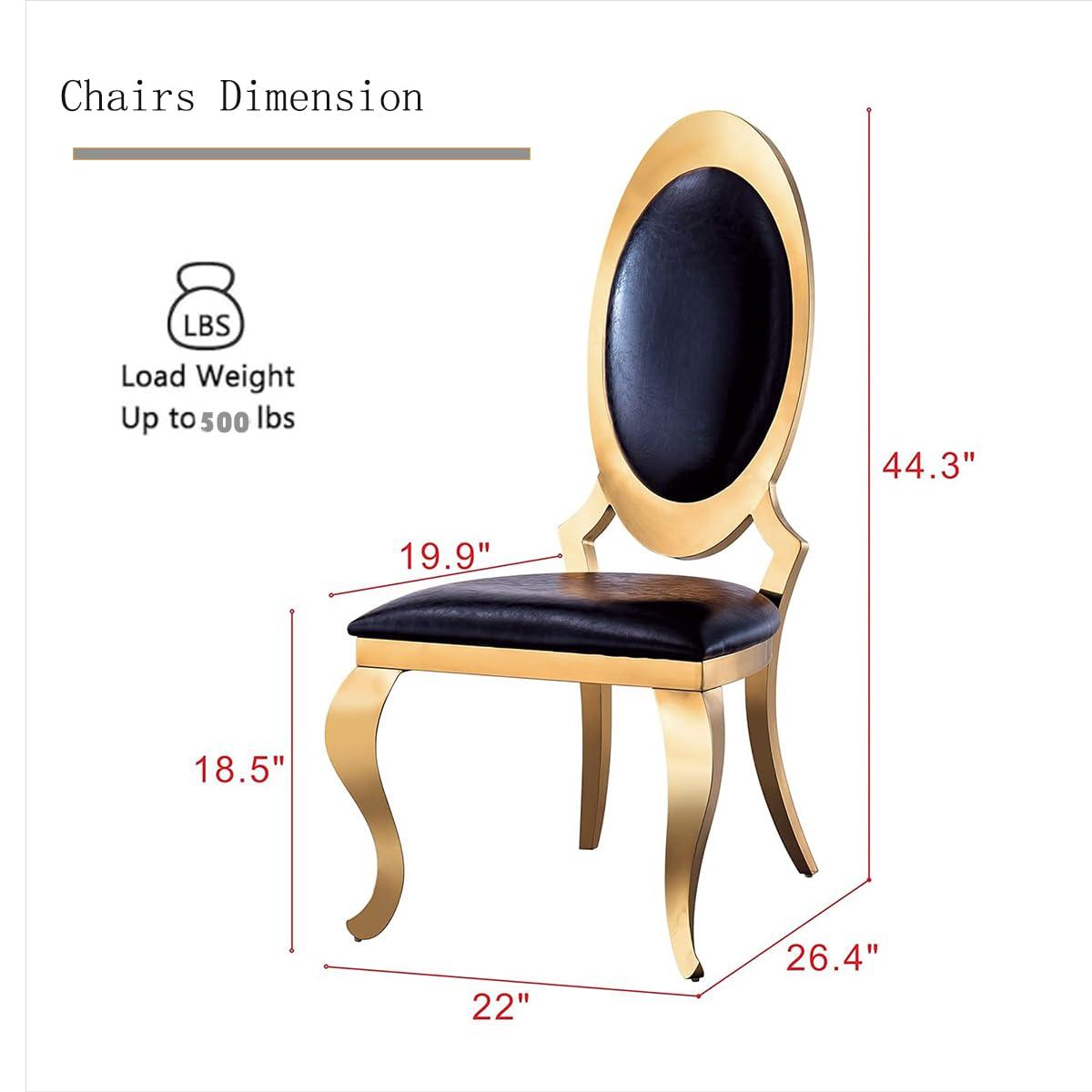 YiaFurio YiaFurio Set of 2 Dining Chairs Oval Back Upholstered Accent Chairs with Shiny Stainless Steel Legs PU Leather Cushion Seat Armless Kitchen Table Chairs for Living Room Meeting Room Dining Room