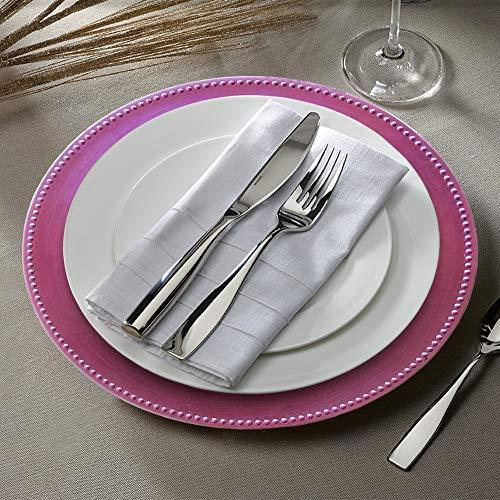 ChargeIt by Jay ChargeIt by Jay Charge It by Jay Beaded Charger 13” Decorative Melamine Service Plate for Home, Professional Dining, Perfect for Upscale Events, Dinner Parties, Weddings, Banquets, Catering, Pink