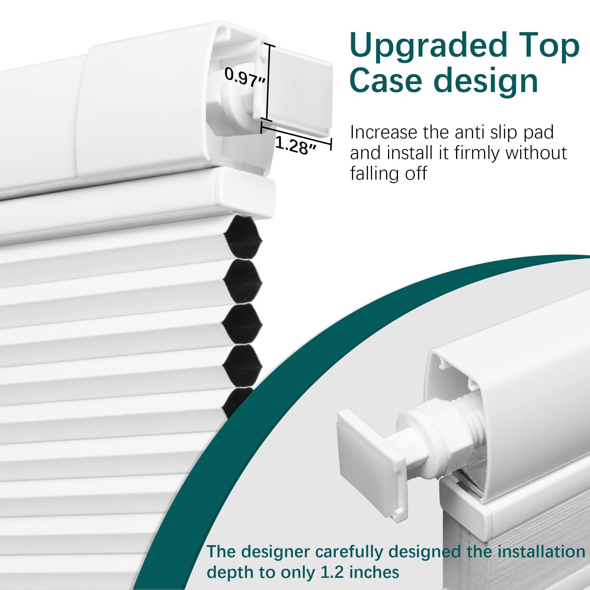 PQRSHADE PQRSHADE Top Down Bottom Up Shades Cordless Cellular Shade, No Drill No Tools Blackout Honeycomb Blinds Pull Down Skylight Shades for Ceiling28.5" W x 78" H,White