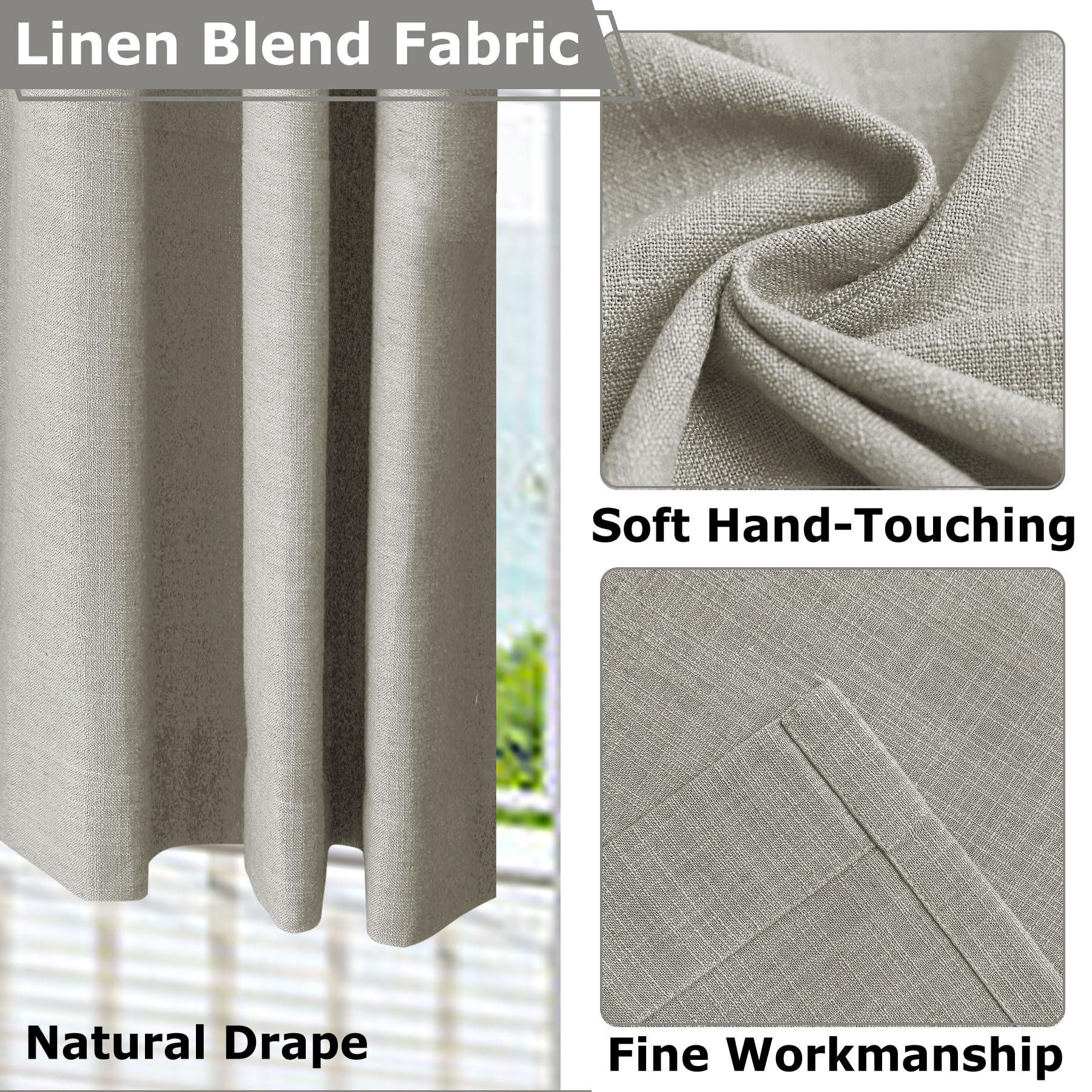Frelement Frelement Extra Wide Breathable Faux Linen Curtains Noise Reduction Pinch Pleat Drapes for Bedroom, Patio Door, Sand White, 120" W x 84" L, 1 Panel
