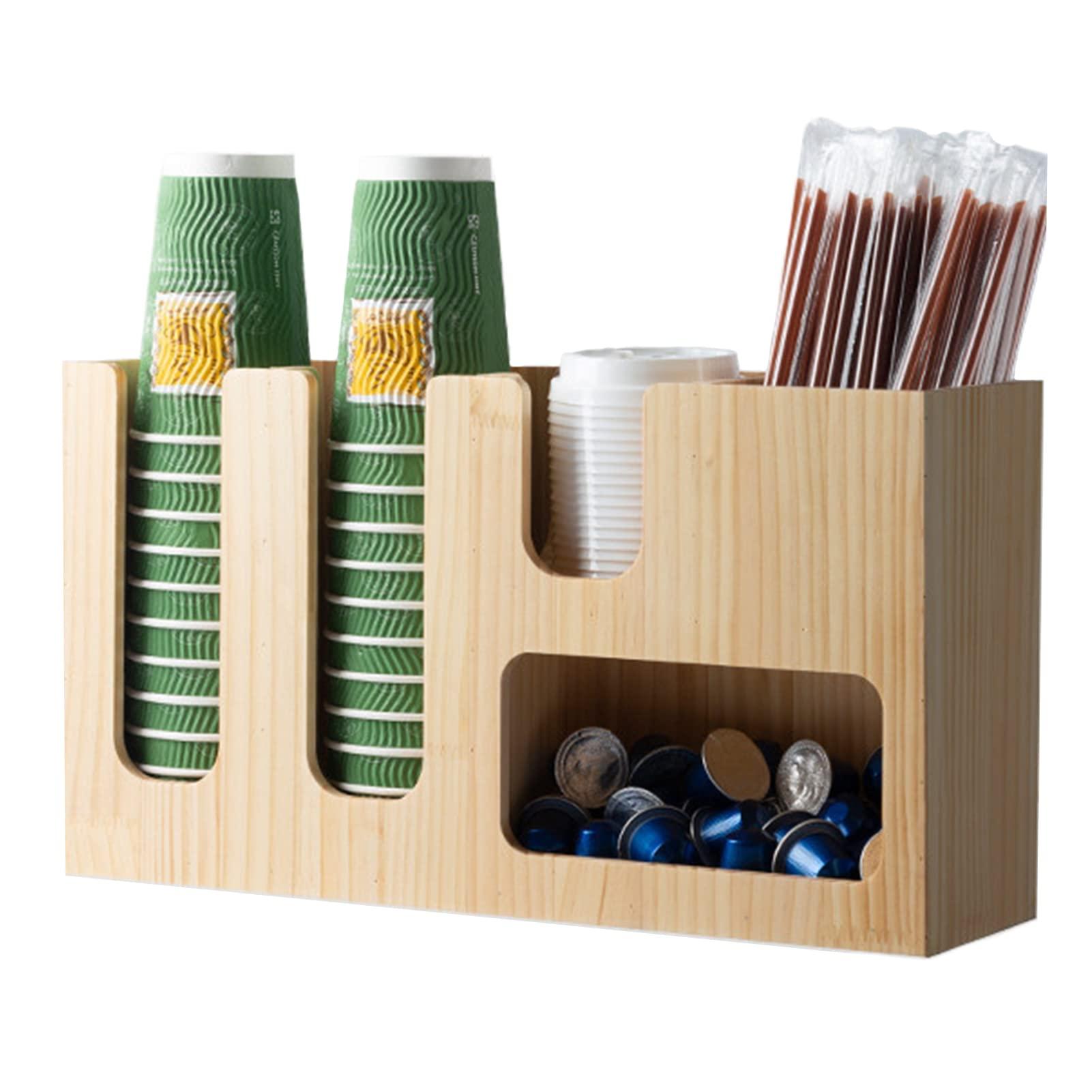 SwePer SwePer Coffee Condiment Organizer, Cup, Lid Holder, Coffee Station Organizer, 6 Compartments Condiment Rack Breakroom Accessories Caddy for Snack, Tea Bags, Disposable Cups,Stainless Steel Rack (Colo