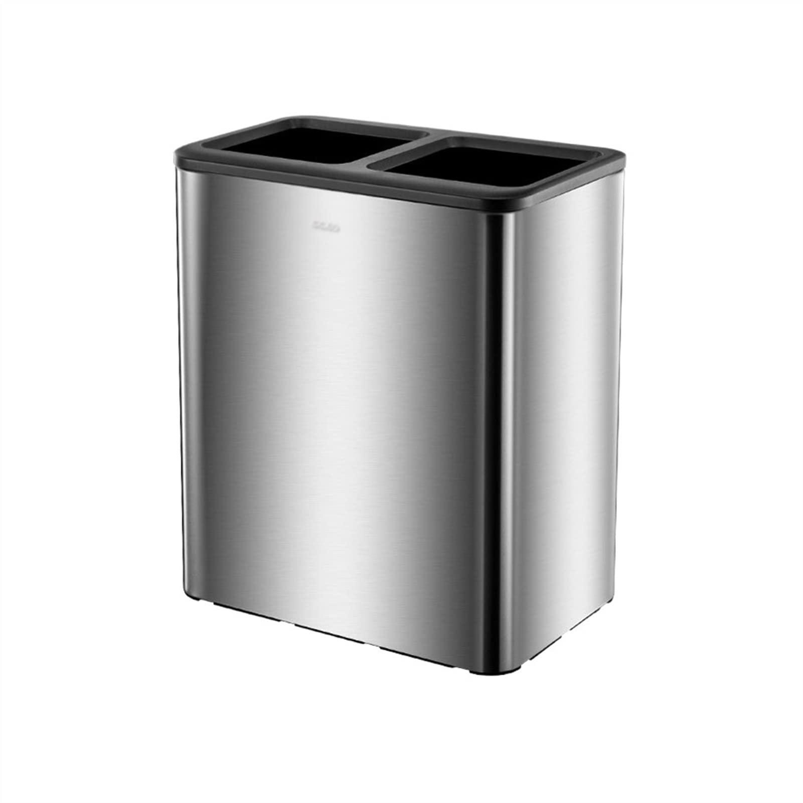 BONAD Kitchen Garbage Can Kitchen Classification Trash Can Stainless Steel Household Dry and Wet Separation Special Large No-Cover Double Barrel Wastebasket