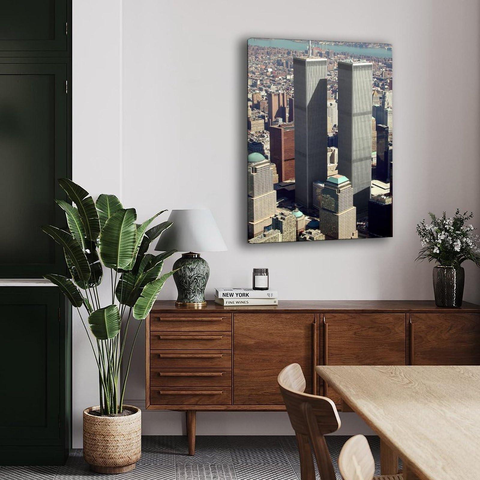 Generic World Trade Center Twin Towers Retro Poster 1 Canvas Painting Wall Art Poster for Bedroom Living Room Decor 12x18inch(30x45cm)