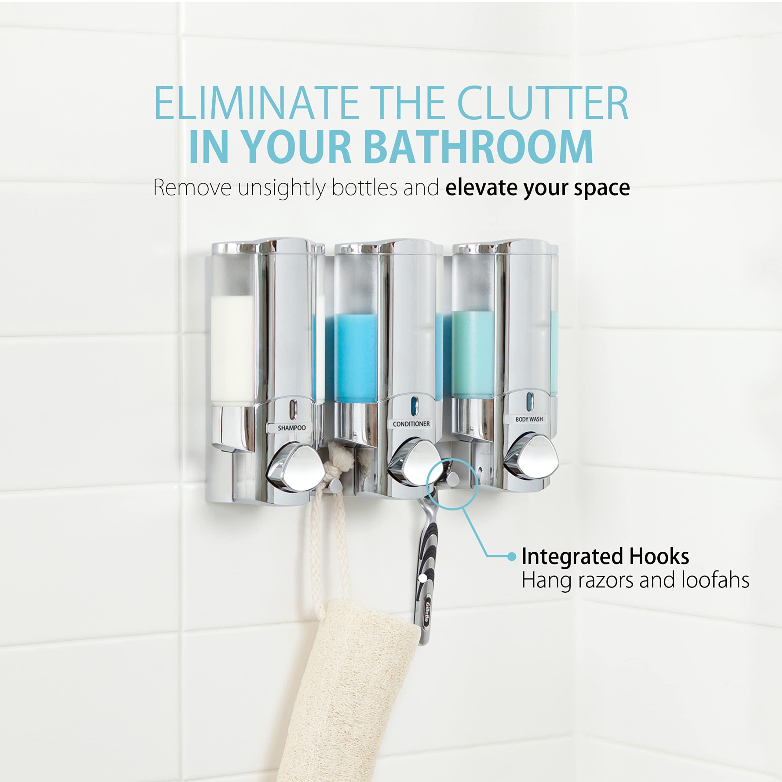 Better Living Better Living Products Aviva Shower Dispenser 3, Shampoo and Soap Dispenser, 3 x 11 fl. oz. Chrome, 11.2 x 3.5" x 7"