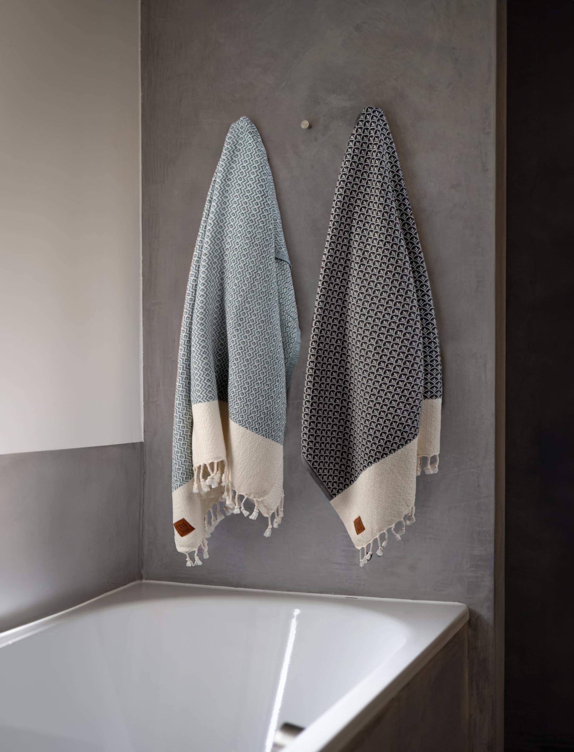 GOLD CASE HOME COLLECTION Gold CASE Turkish Hand Towels for Bathroom Set of 4 100% Cotton Bathroom Towels Helen Kitchen Small Towel for Spa, Face, Tea & Dishcloth Decorative Patterned Weave Black