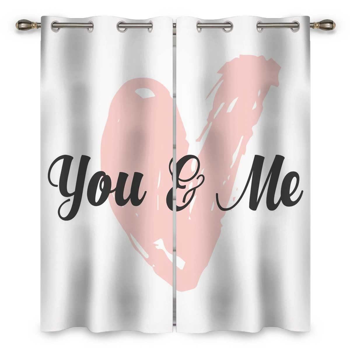 HomeLoft Basics Pink Cortinas para Sala Elegantes Modernas 2 Panels Love Lover Couple Heart Farmhouse Curtains Dining (W) 85 X (H) 108 Inches