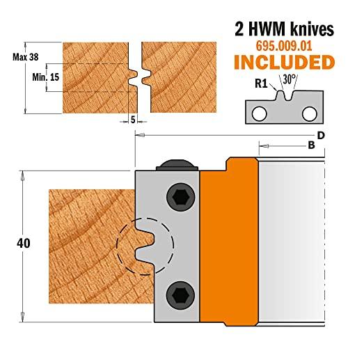 CMT CMT 694.009.31 Reverse Glue Joint Cutter Head, 4-Inch Diameter, 1-1/4-Inch Bore