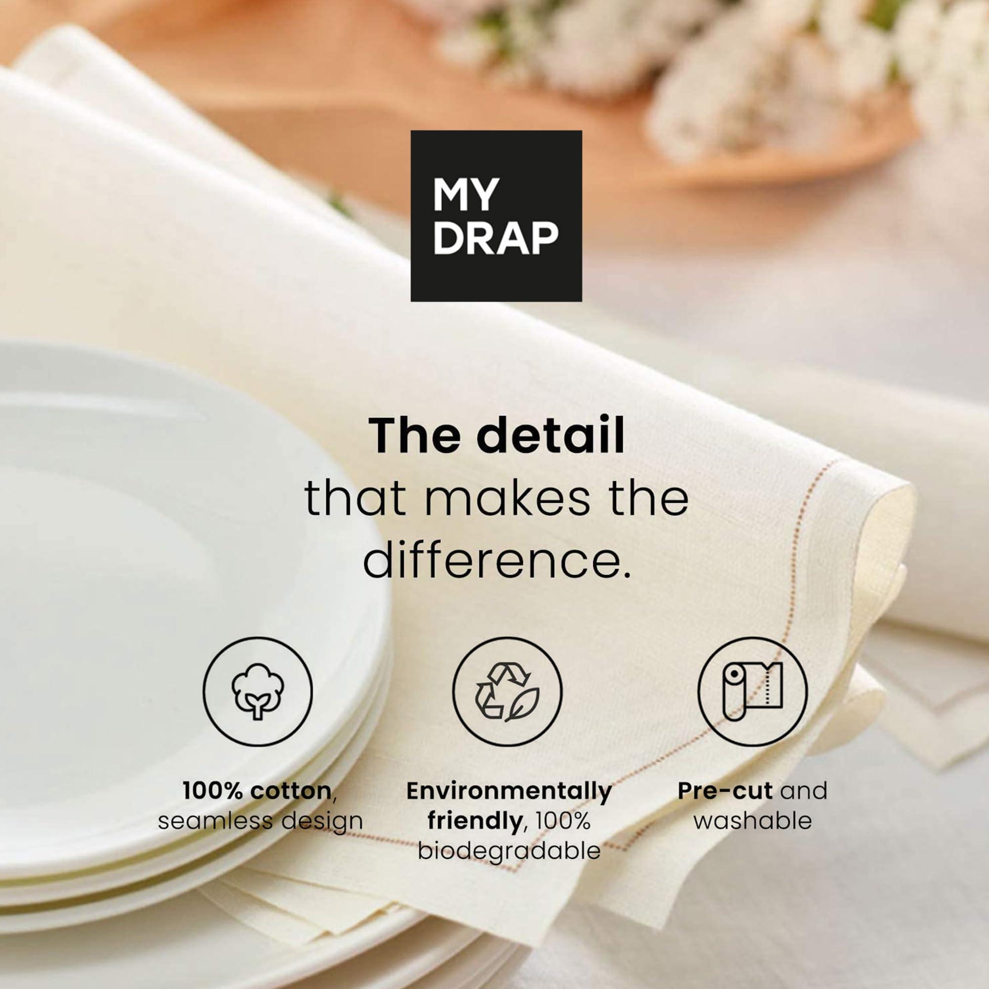 MY DRAP My Drap Basics Cotton Cocktail Napkin, 50 Per Roll, Cream, 4.3 x 4.3 Inch