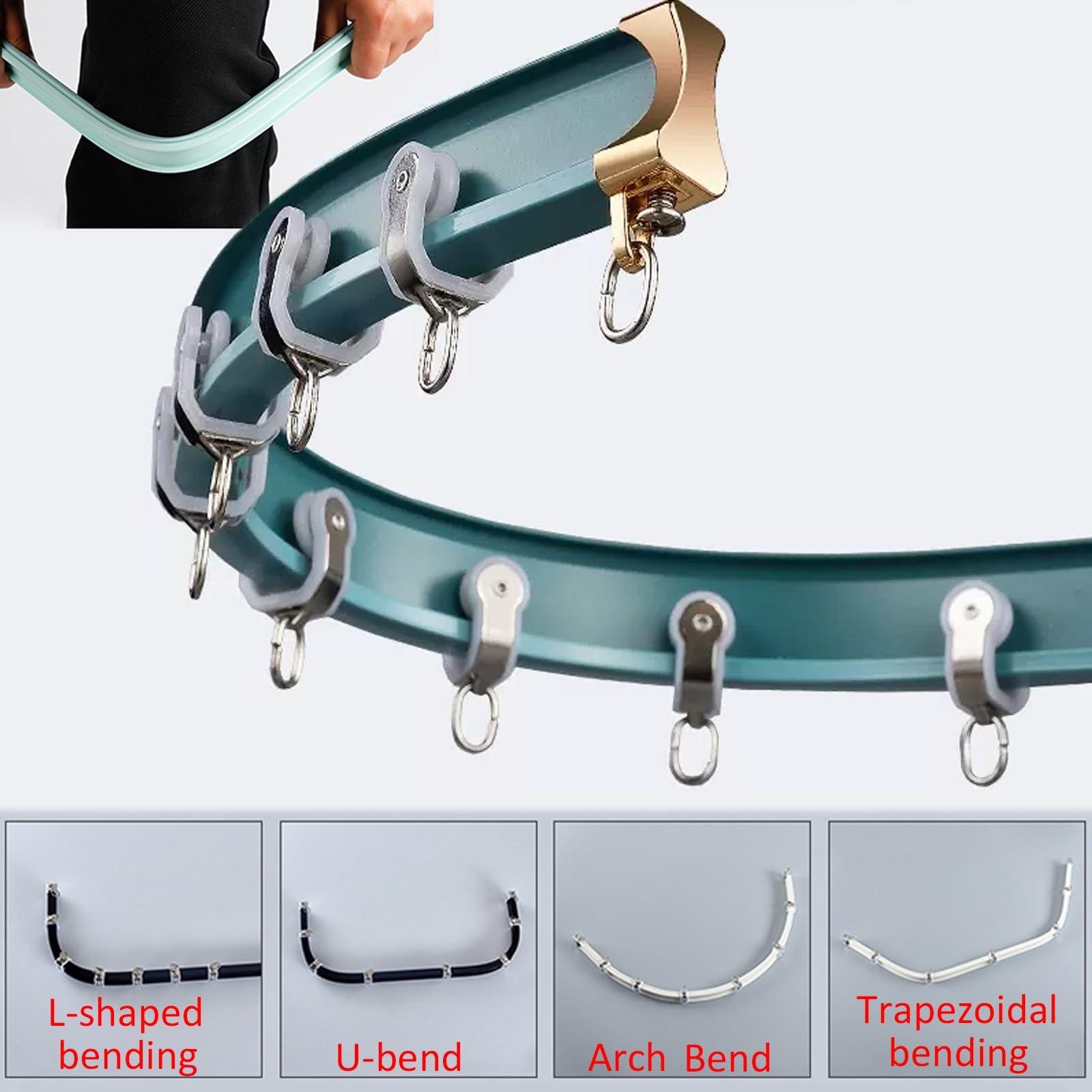 whalebee whalebee Bay Window Track Curtains Curtain Track Bendable Silent and Smooth Flexible Curtain Rail with Accessories Bendable Curtain Rail for Bay Window Curtain Rails