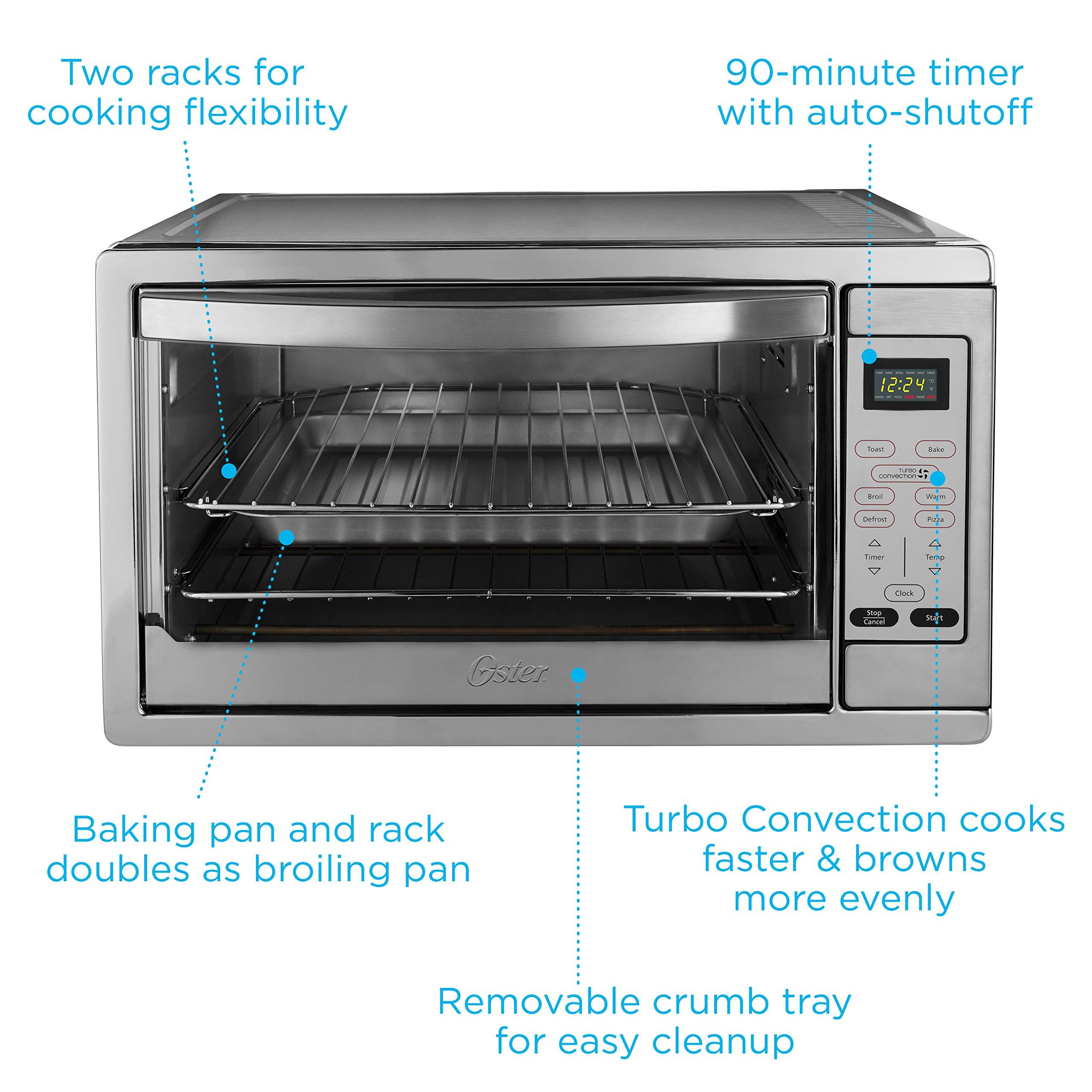 Oster Oster Toaster Oven, 7-in-1 Countertop Toaster Oven, 10.5\" x 13\" Fits 2 Large Pizzas, Stainless Steel