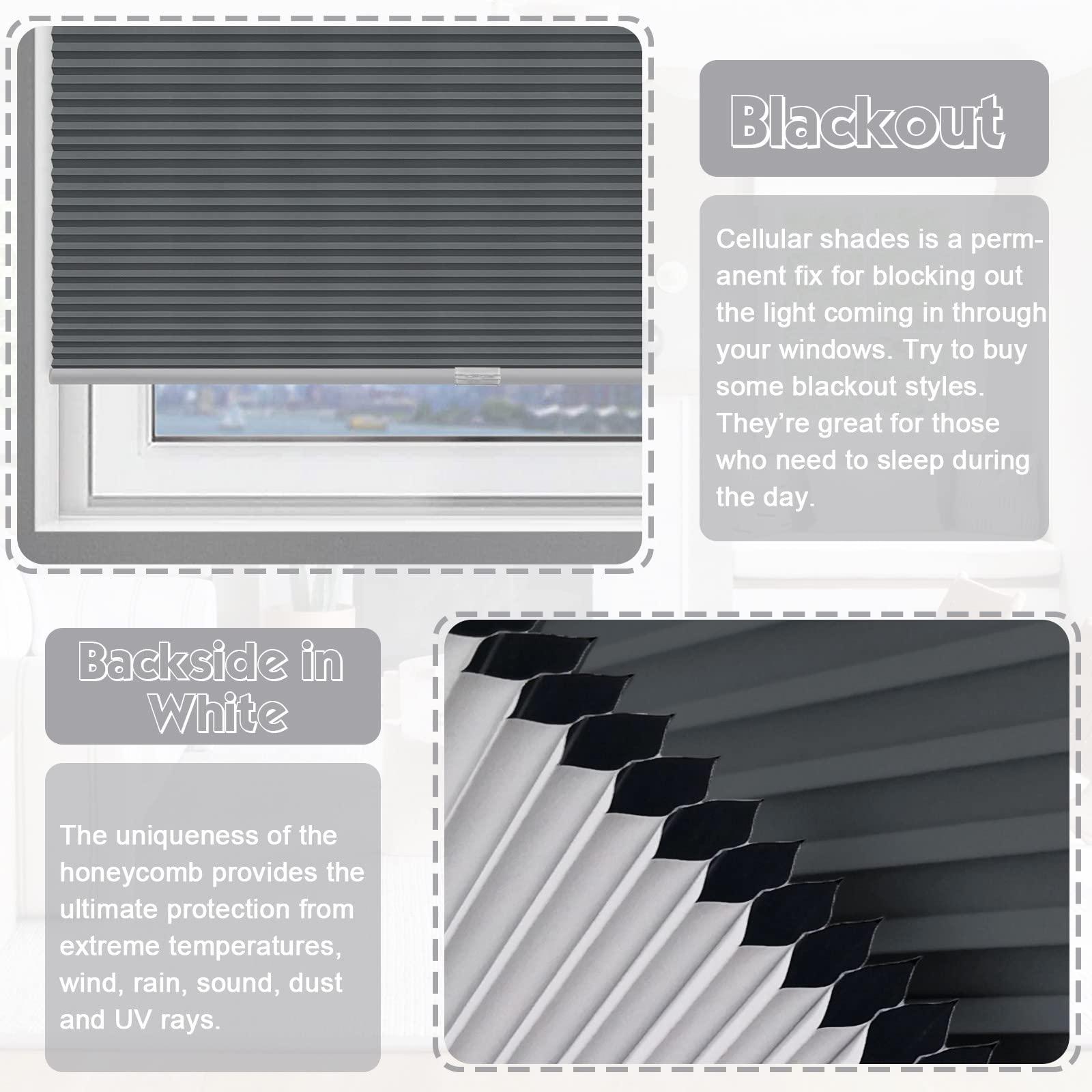 Keego Keego Top Down Bottom Up Window Blinds Cordless Blackout Blinds for Windows-Custom Cut to Size Noise Cancelling Window Blinds & Shades for Home Kitchen Bedroom Office (Navy, 24" W x 56" H)