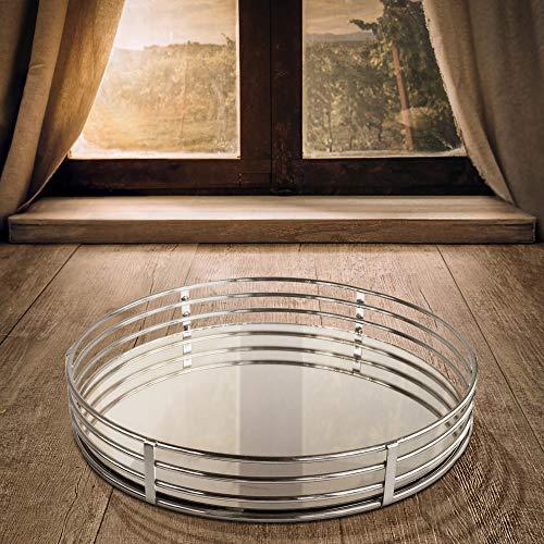 American Atelier American Atelier Circle Glass Tray-Silver, Silver