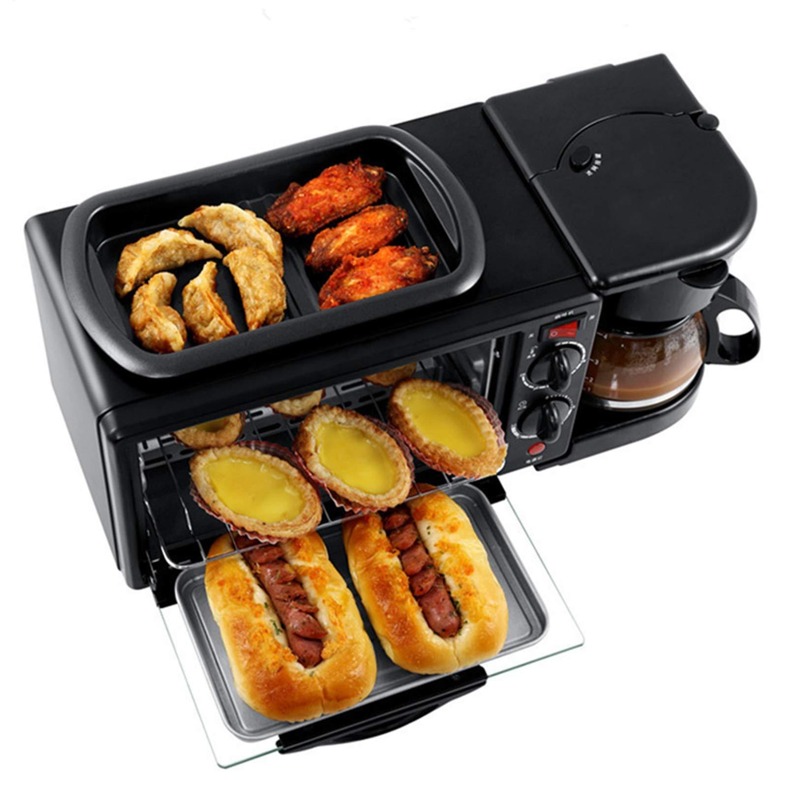 UOHUFIDABFD Multifunctional Breakfast Machine Household 3 in 1 Electric Mini Drip American Bread Machine Mini Oven Coffee Maker for Home Office Without Cover (Without Cover)
