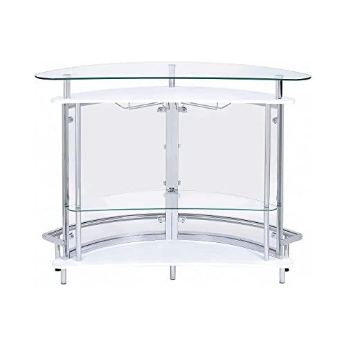 Coaster Home Furnishings Coaster Home Furnishings Amarillo Contemporary Glass Top Freestanding Home Bar Cabinet White 101066