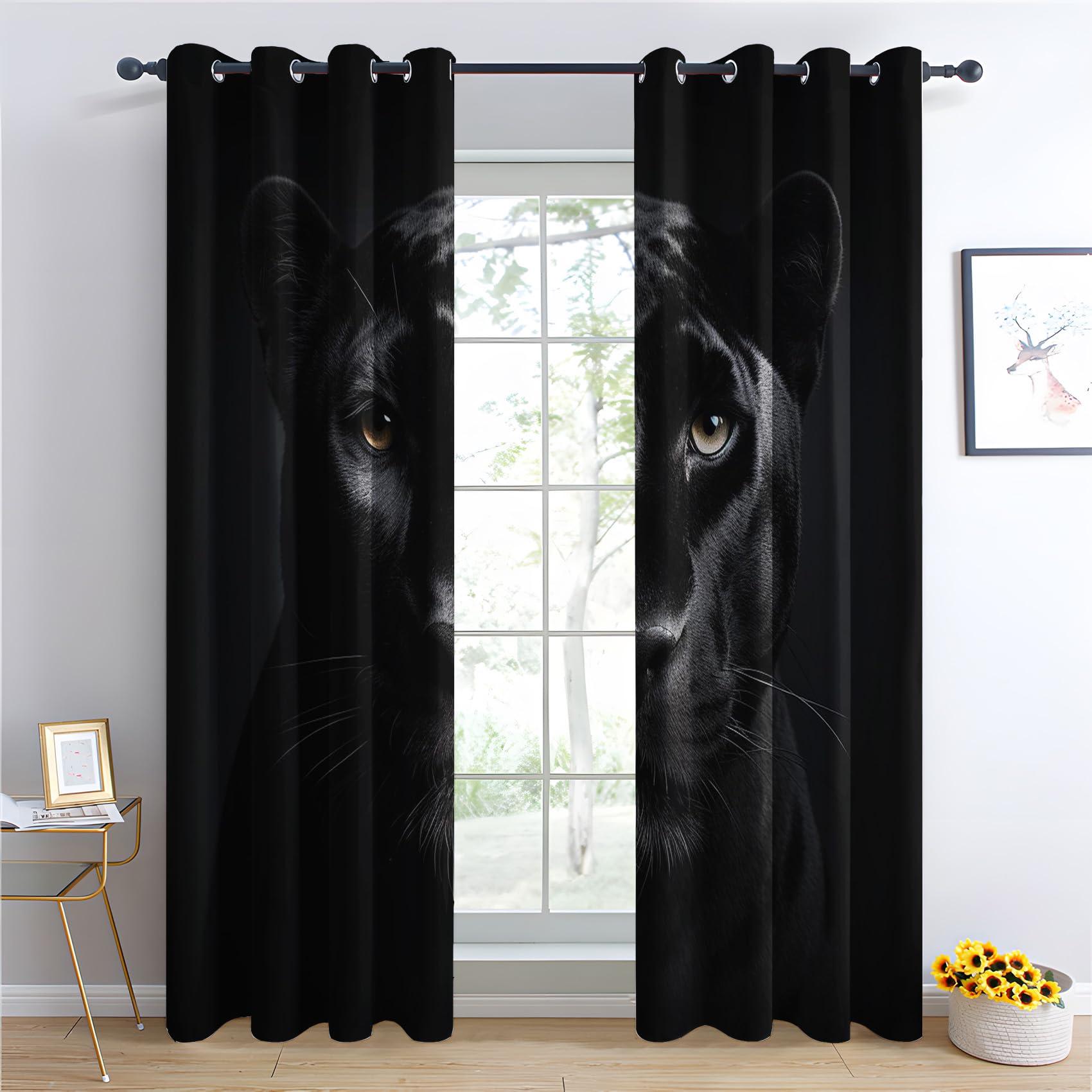 HomeLoft Basics HomeLoft Basics Black Panther Curtains, Black Blackout Curtains for Bedroom, Thermal Insulated Room Darkening Grommet Drapes for Living Room, Window Treatments, 72 Inch Curtains 2 Panel Set - SAD131