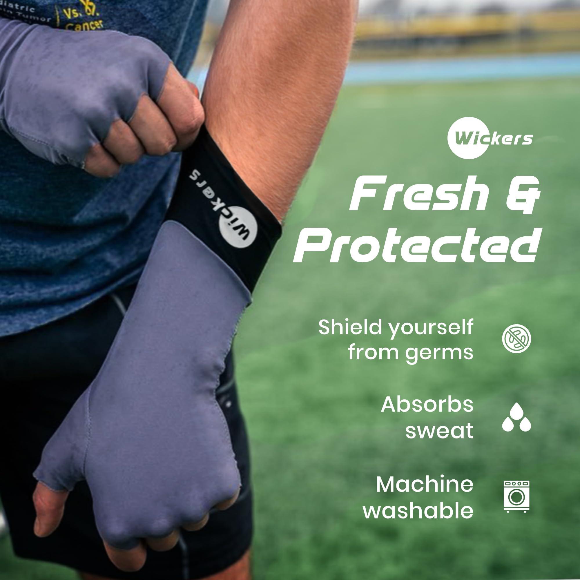 Wickers Wickers Fingerless Athletic Gloves Liners (Large, Gray), Gloves for Winter, Sport Gloves Liner, Lacrosse Glove Liners, Ski Glove Liners, Thin Glove Liners, Gloves Liner, Hockey Gloves Liners