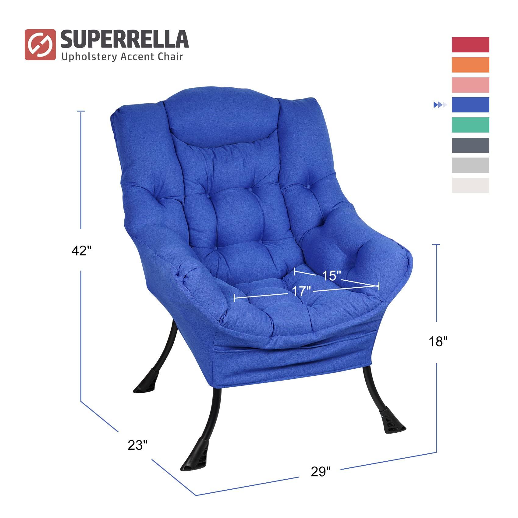 Superrella Superrella Modern Soft Accent Chair Living Room Upholstered Single Armchair High Back Lazy Sofa (Navy)