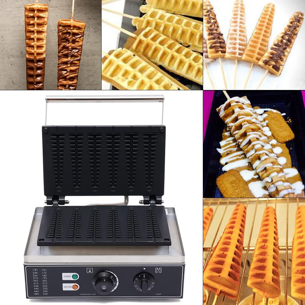 Hteedy Hteedy Electric Stick Waffle Maker, 1550W Commercial Nonstick Waffle Maker 6 Sticks Electric Waffle Baker Machine Non-Stick Stainless Steel Baker Machine, Temperature 50-300 (122-572)