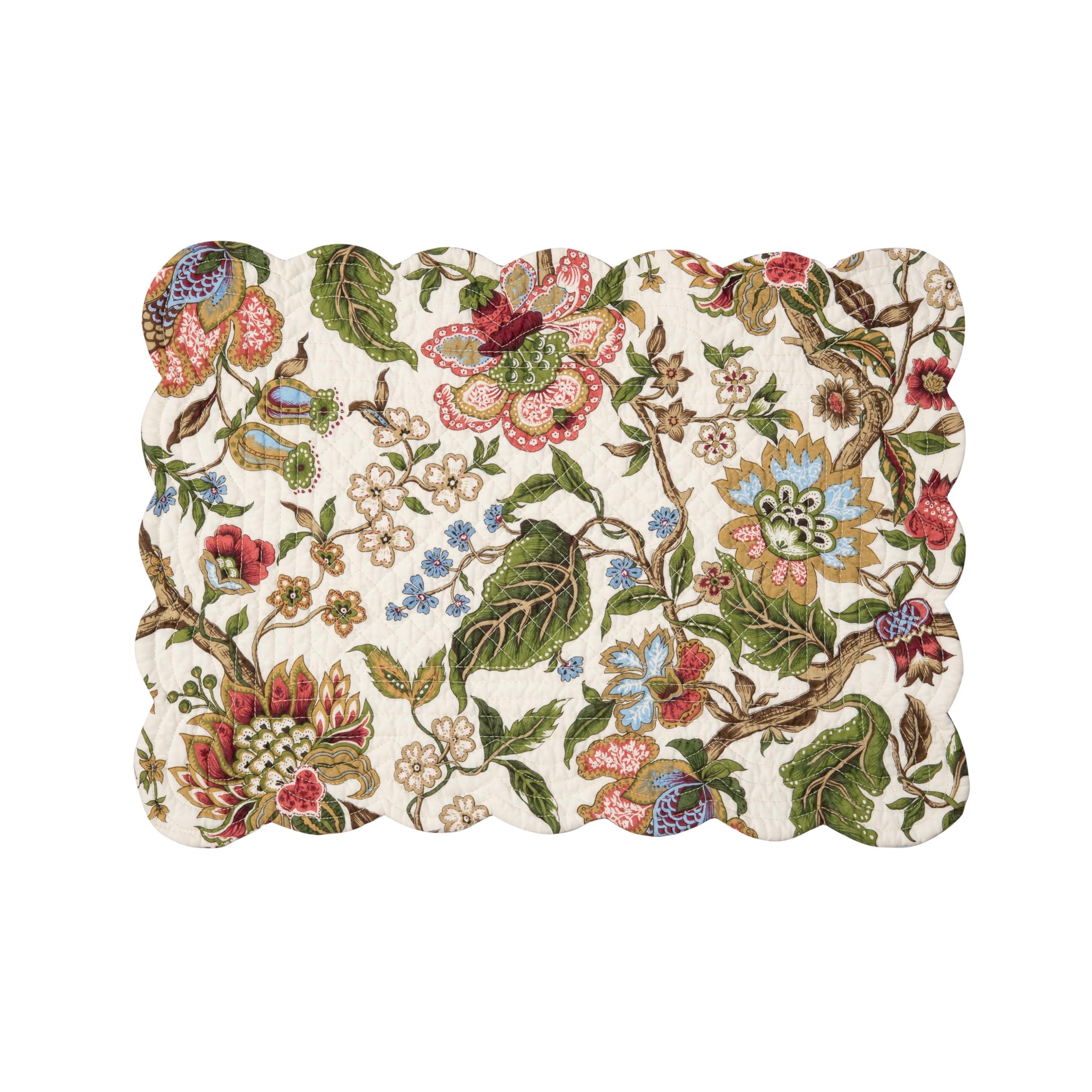 C&F Home C&F Home Amara Floral Cotton Quilted Reversible Placemat Set of 6 Green