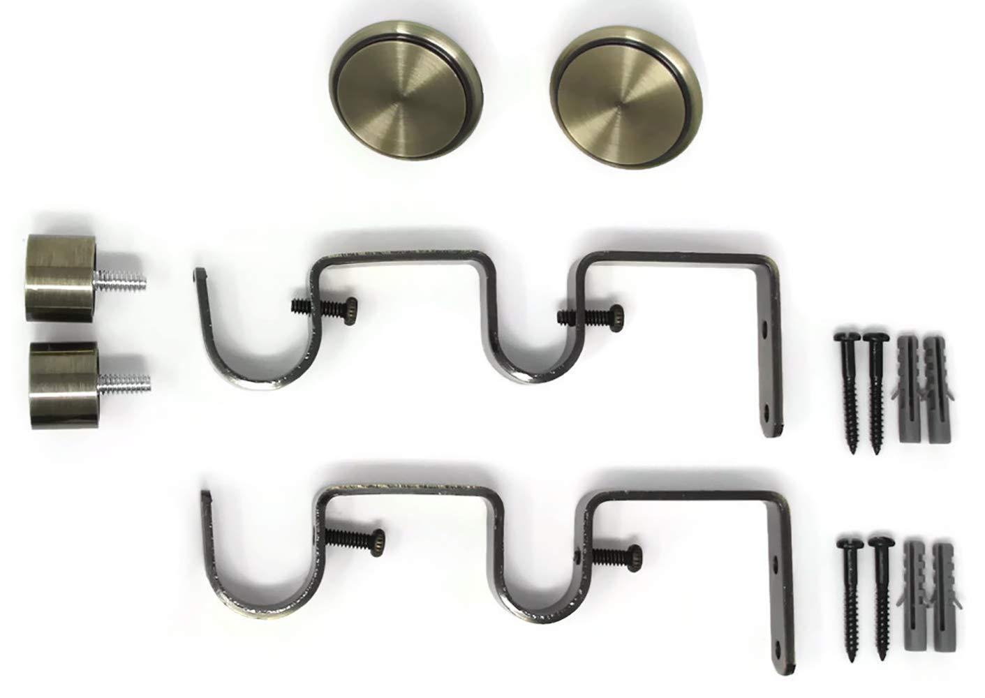 Urbanest Urbanest Bouton Manhattan 1" 3/4" Double Drapery Curtain Window Rod Set - 28" to 48", Antique Brass