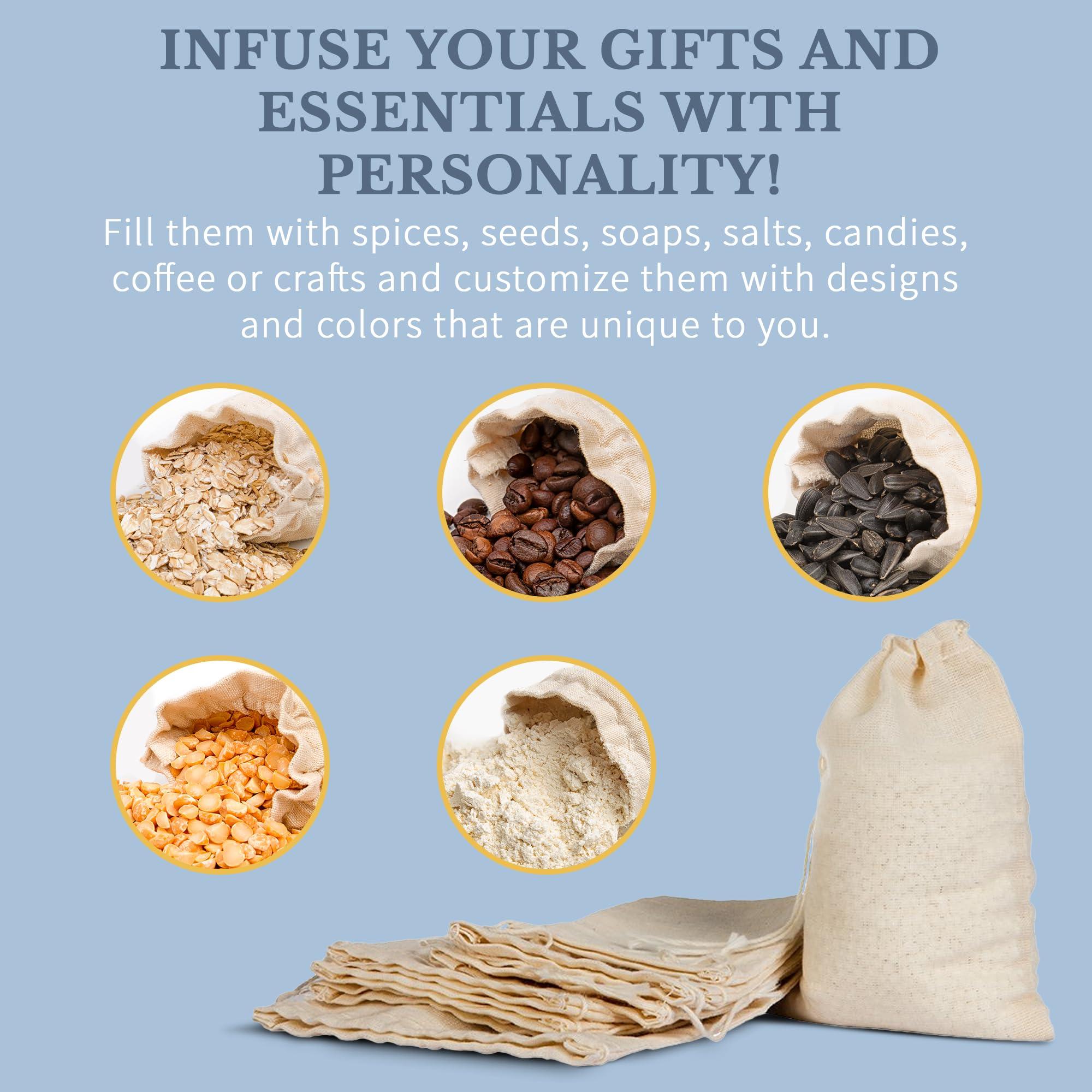 Celestial Gifts Celestial Gifts Muslin Bags with Drawstring 25pcs, 6x8 - Large Drawstring Bags Bulk - Drawstring Gift Bags for Party Favor and DIY Craft - 100% Cotton - Made in USA - (Black Hem and Drawstring)